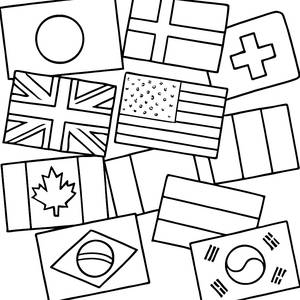 Página para Colorir com Banderas Nacionais Vibrantes