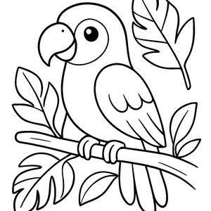 Página para Colorear de Loro Colorido