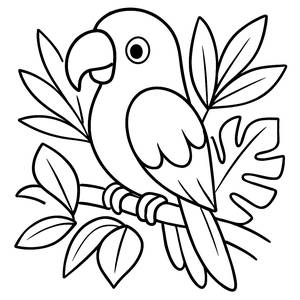 Página para Colorear de un Loro Colorido
