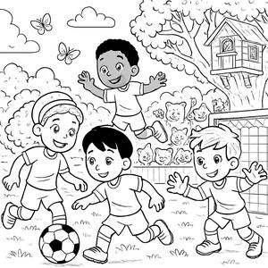 Lebendige Fußballspiel Ausmalbild