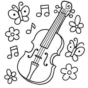 Pagina da Colorare Violino: Danza con Musica e Natura