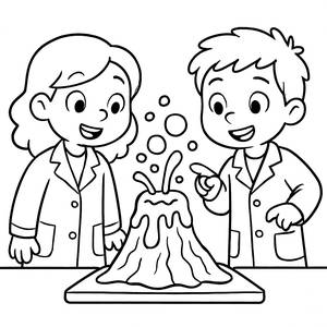 Vulkan-Experiment Malvorlage für Kinder