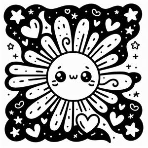 Pagina da Colorare del Sole con Raggi Ondulati