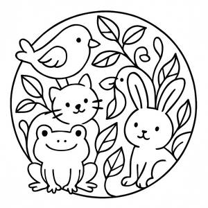 Whimsical Animals Zentangle Coloring Page