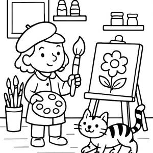Whimsical Art Studio Coloring Page
