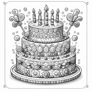 Whimsical Cake Coloring Page