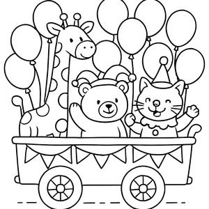 Verspielte Karnevalswagen Malvorlage