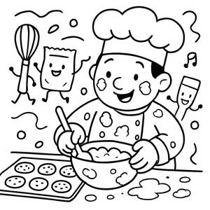 Whimsical Chef Coloring Page