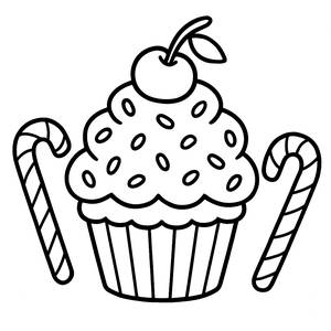Whimsical Cupcake Coloring Page