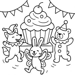 Wunderschöne Cupcake-Paradewagen Ausmalbild