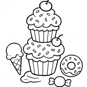 Whimsical Cupcake Tower Coloring Page