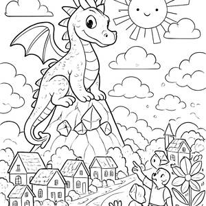 Página para Colorir Dragão Fantástico
