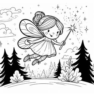 Pagina da Colorare della Fata Fantasiosa