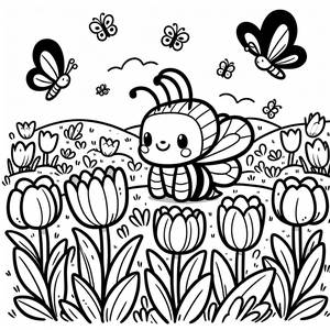 Verspielte Blumenfeld Ausmalbild