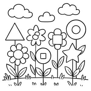 Whimsical Garden Shapes Coloring Page