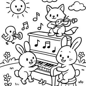 Whimsical Piano Coloring Page