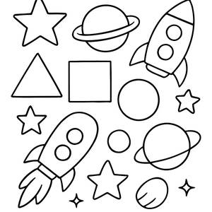 Verspielte Weltraumformen Malvorlage