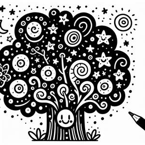 Whimsical Tree Coloring Page