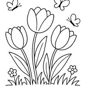 Whimsical Tulip Coloring Page