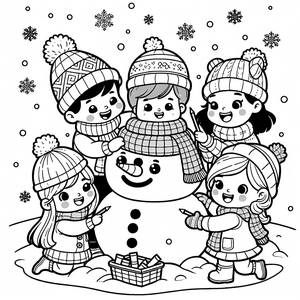 Winterzauber Malvorlage: Baue einen Schneemann!