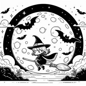 Раскраска Ведьмы на Метле