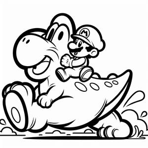 Раскраска Йоши и Марио