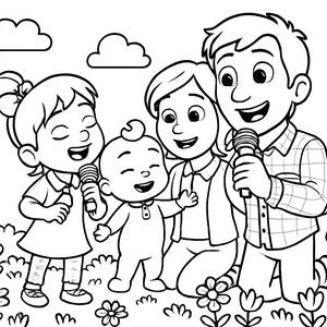 Página para Colorear de YoYo Cantando con la Familia Cocomelon