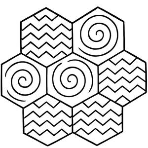 Zigzag Spirals in Interlocking Hexagons Coloring Page